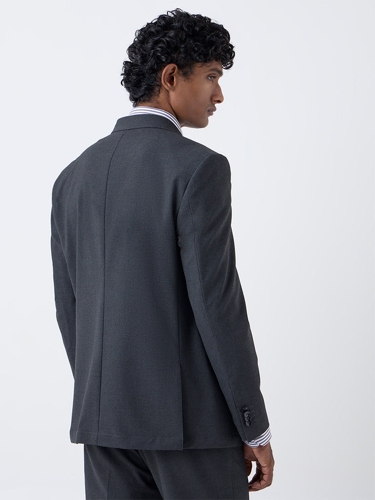 WES Formals Dark Grey Solid Relaxed-Fit Blazer