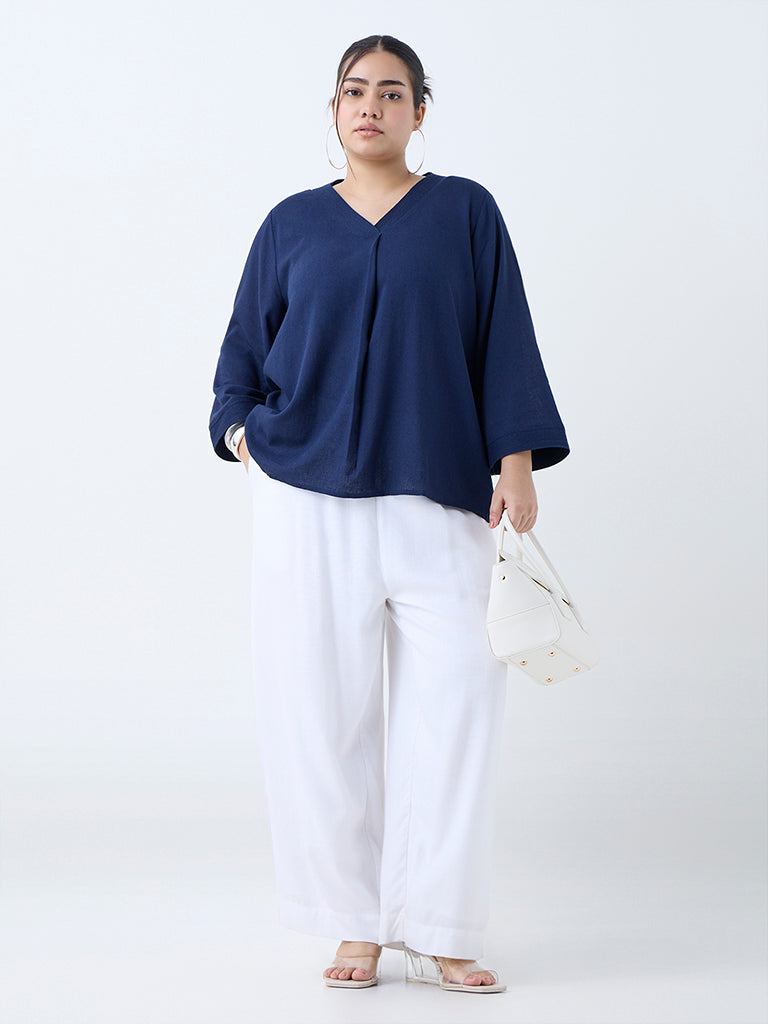 Gia Navy Solid Blouse