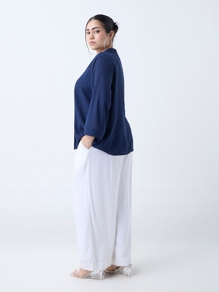 Gia Navy Solid Blouse