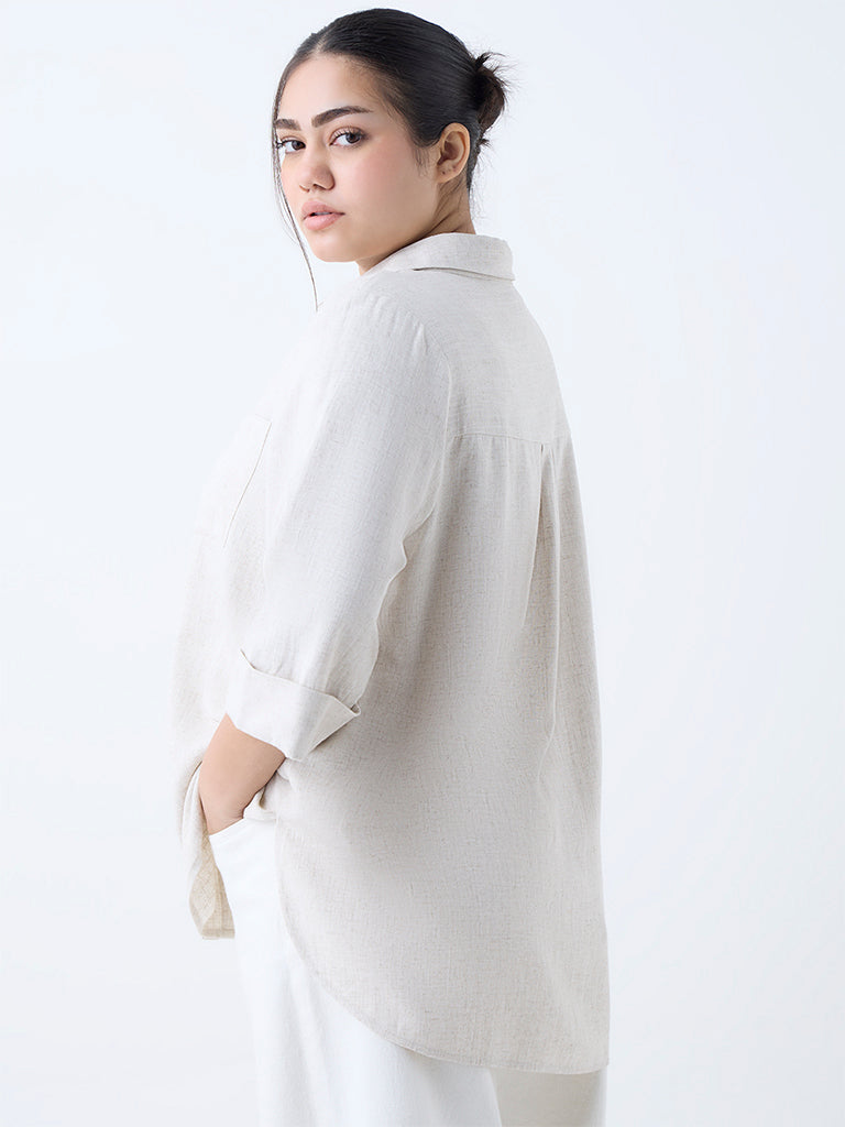 Westside Gia Women's Beige Shirt for Casual Wear Back View