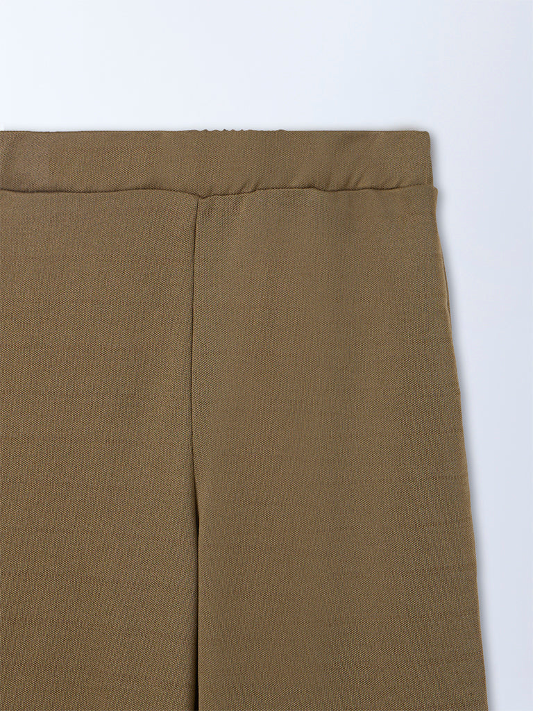 Gia Olive Textured High-Rise Pants
