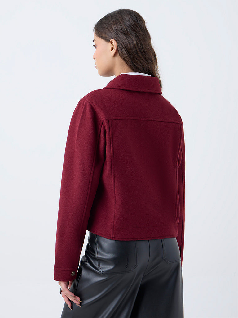 LOV Burgundy Solid Jacket