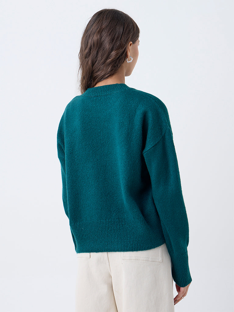 LOV Green Stud-Detailed Sweater