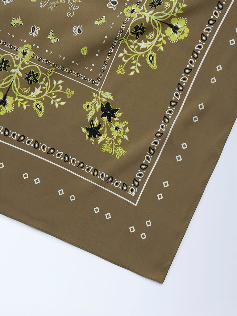 Westside Accessories Olive Botanical Design Scarf