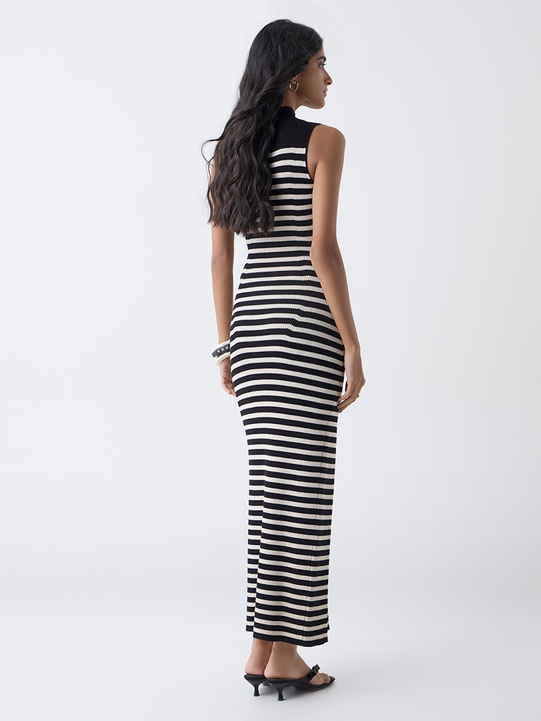 Nuon Black Striped Bodycon Dress