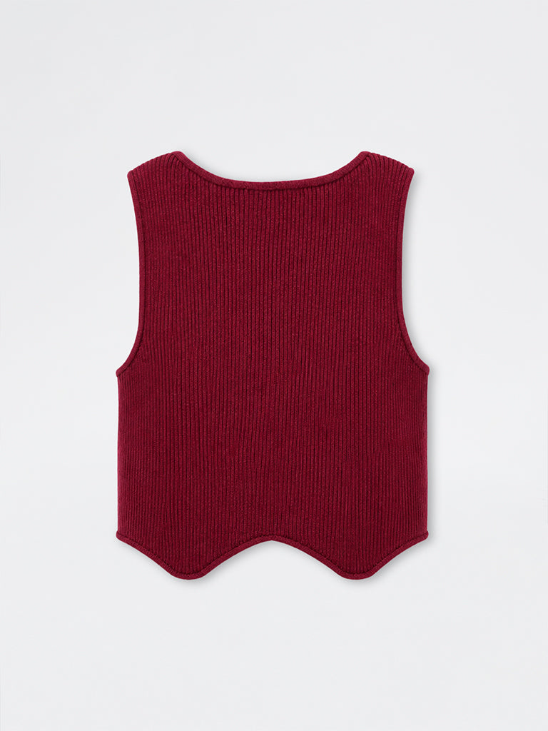 Nuon Burgundy Ribbed Top