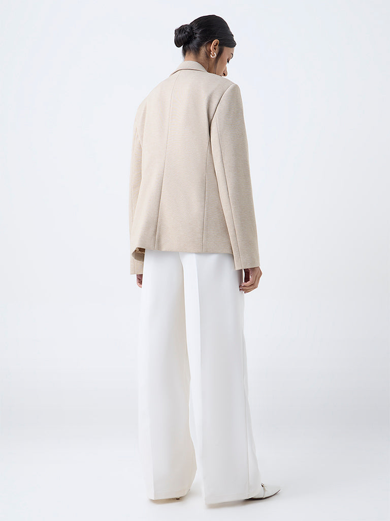 Wardrobe Beige Solid Blazer