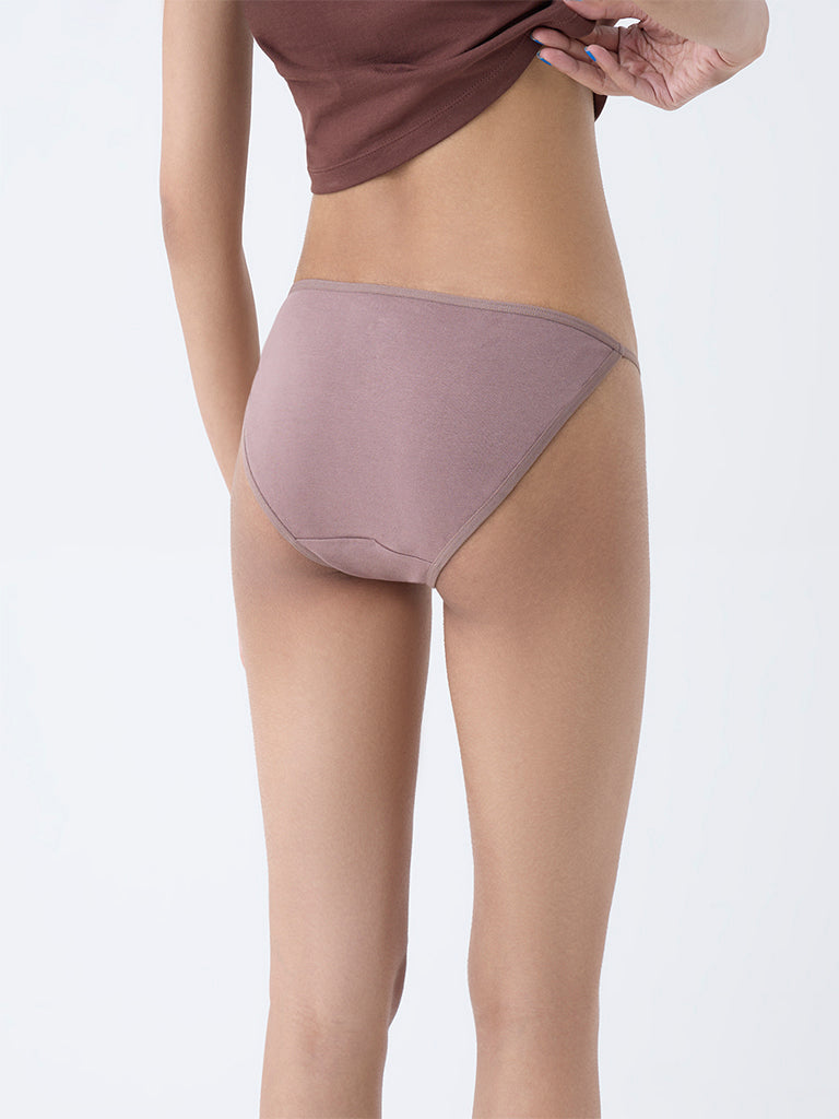 Superstar Brown Cotton-Blend String Bikini Briefs - Pack of 2