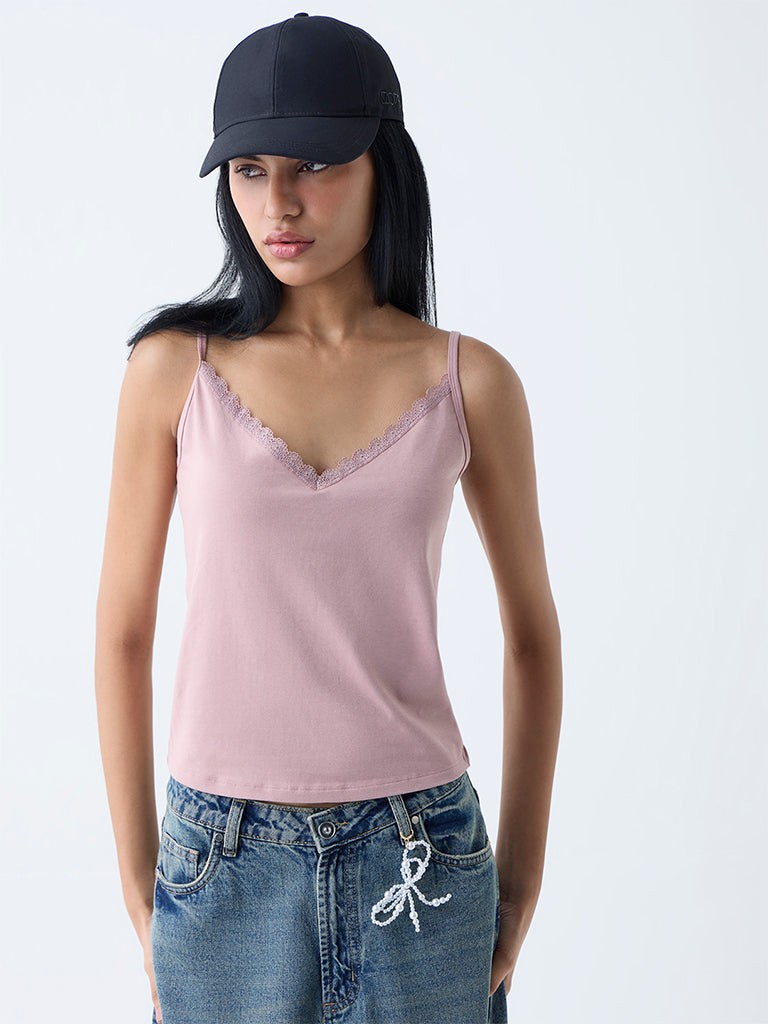 Superstar Dusty Pink Cotton-Blend Camisoles - Pack of 2
