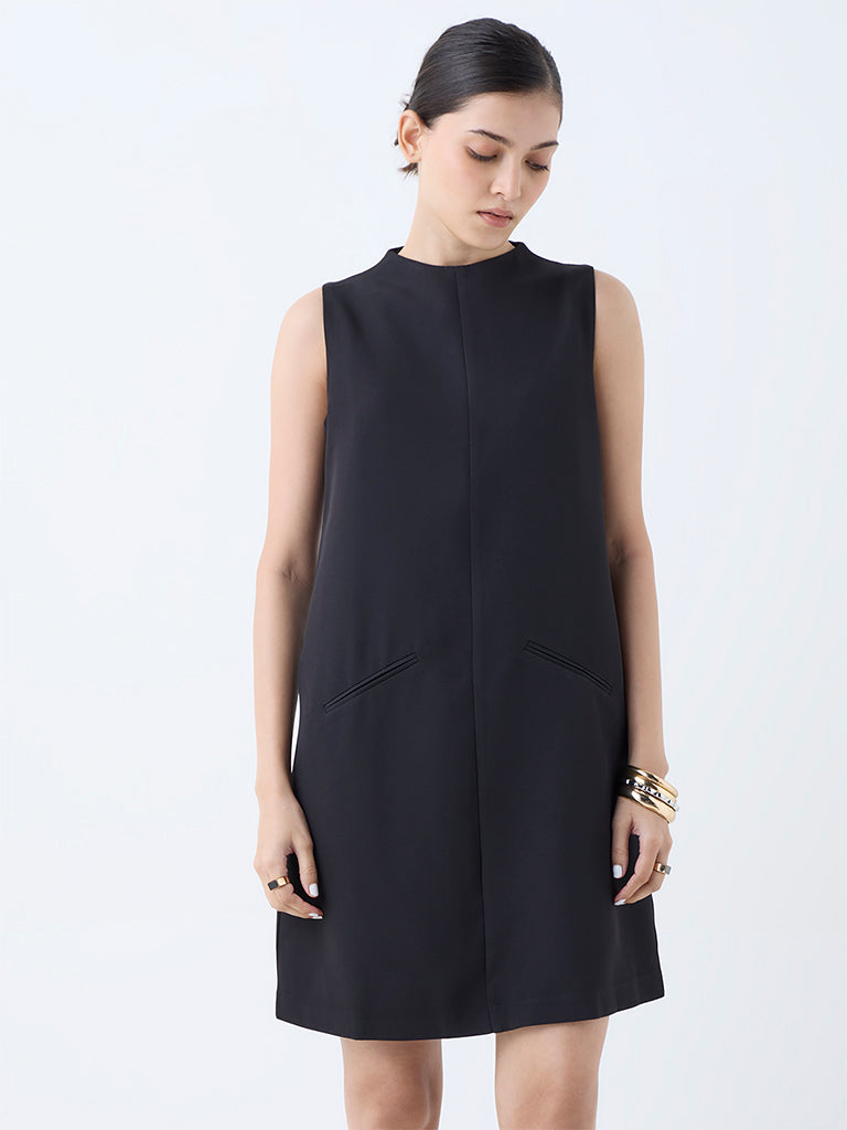 Wardrobe Black Solid Shift Dress