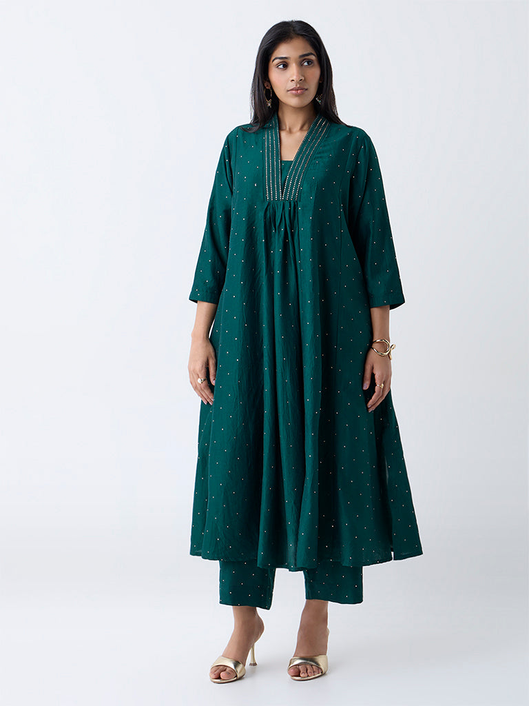 Diza Green Embellished Pants