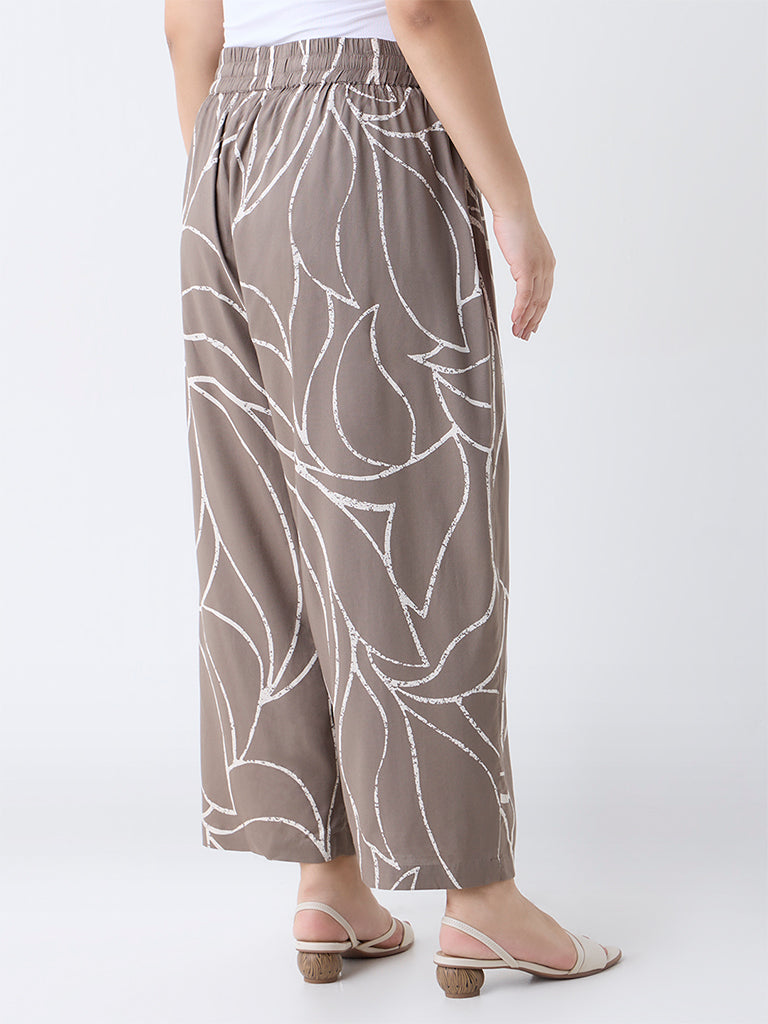 Diza Taupe Printed Pants