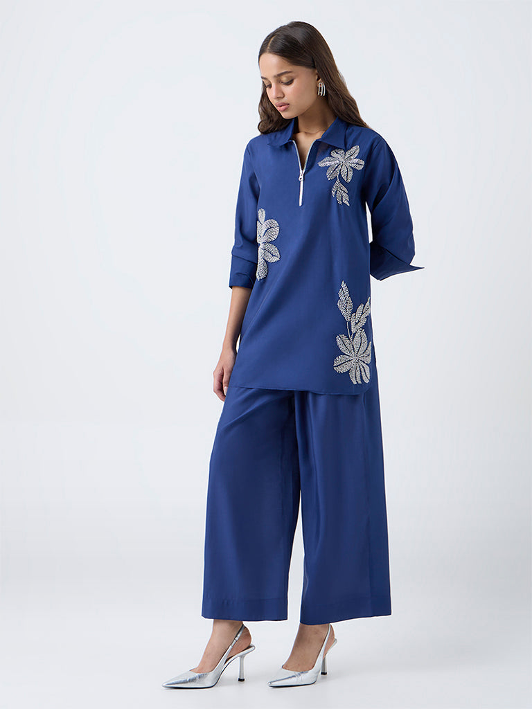 Vark Blue Embellished Ethnic Set