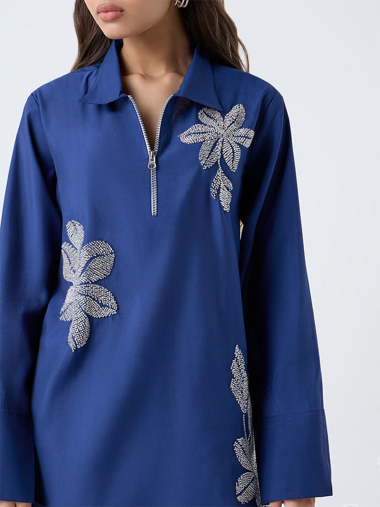 Vark Blue Embellished Ethnic Set