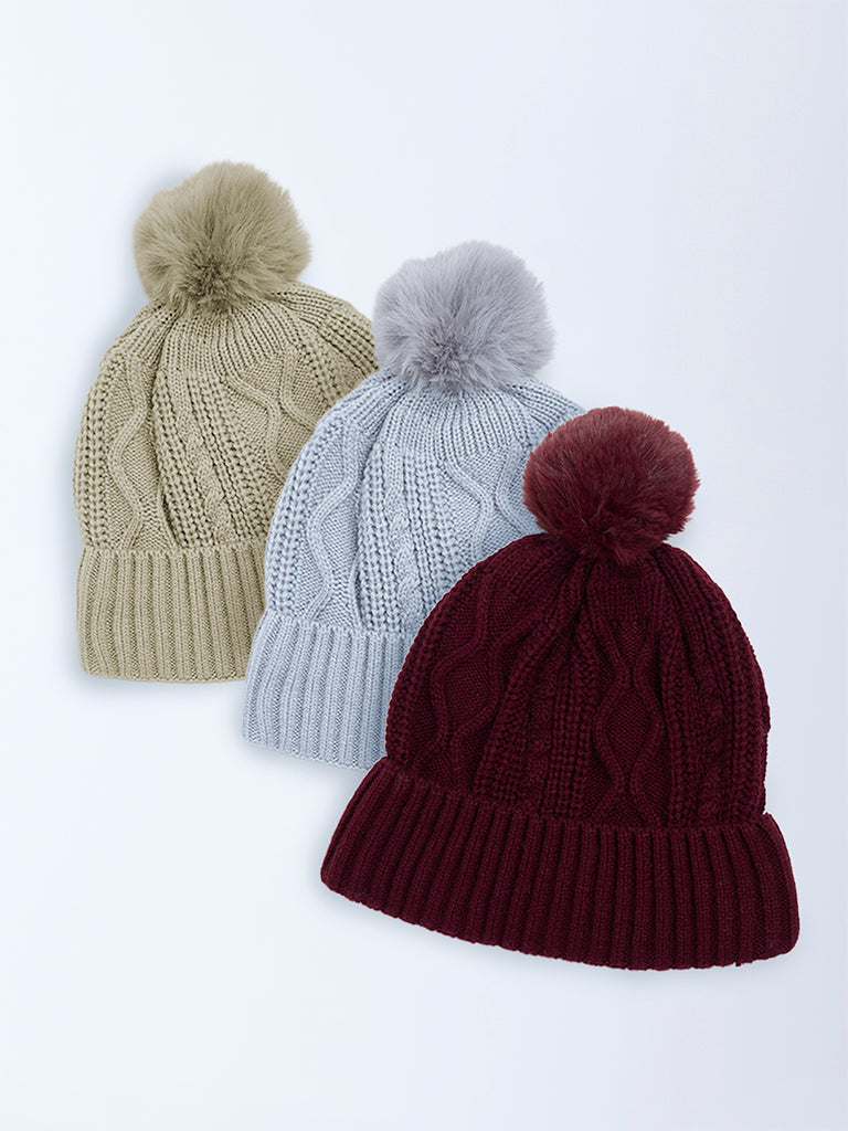 Westside Accessories Grey Knit-Textured Beanie