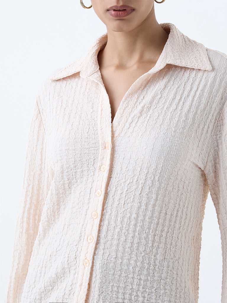 Wardrobe Cream Popcorn-Textured Shirt