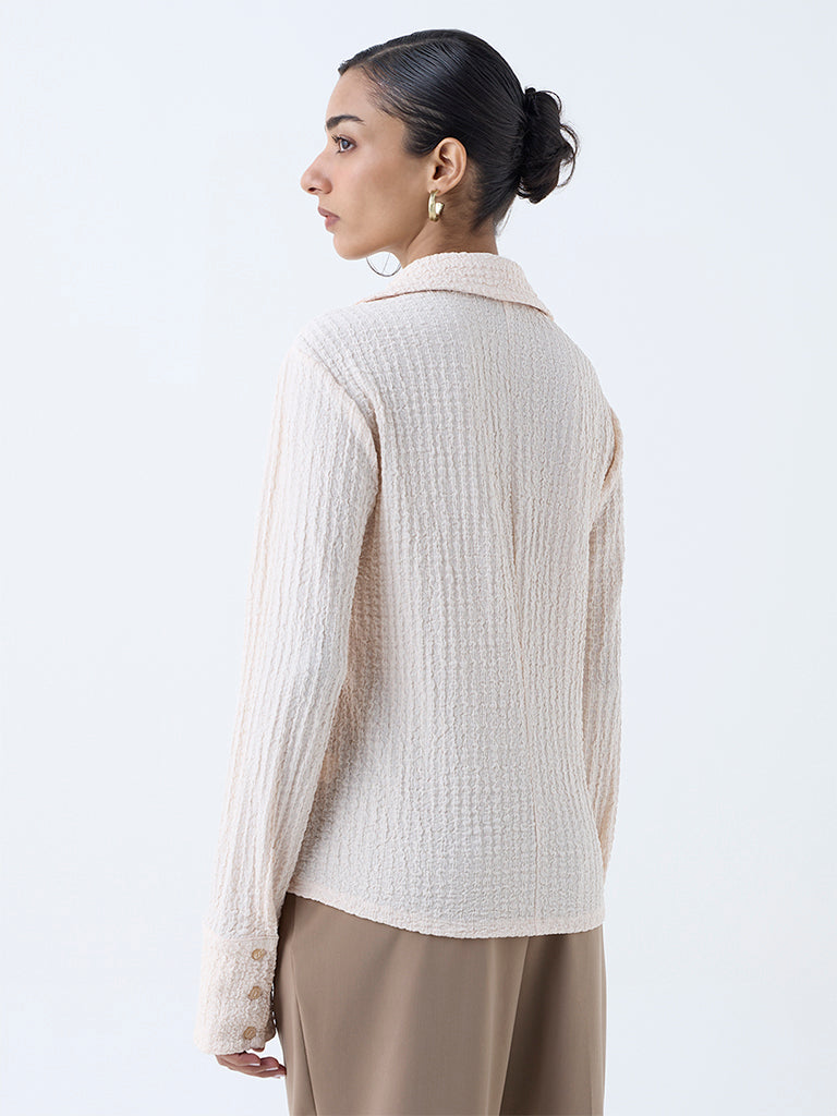 Wardrobe Cream Popcorn-Textured Shirt