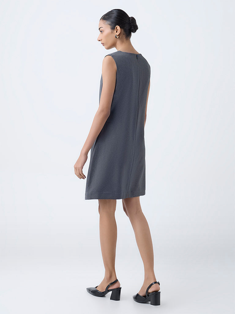 Wardrobe Charcoal Solid Shift Dress