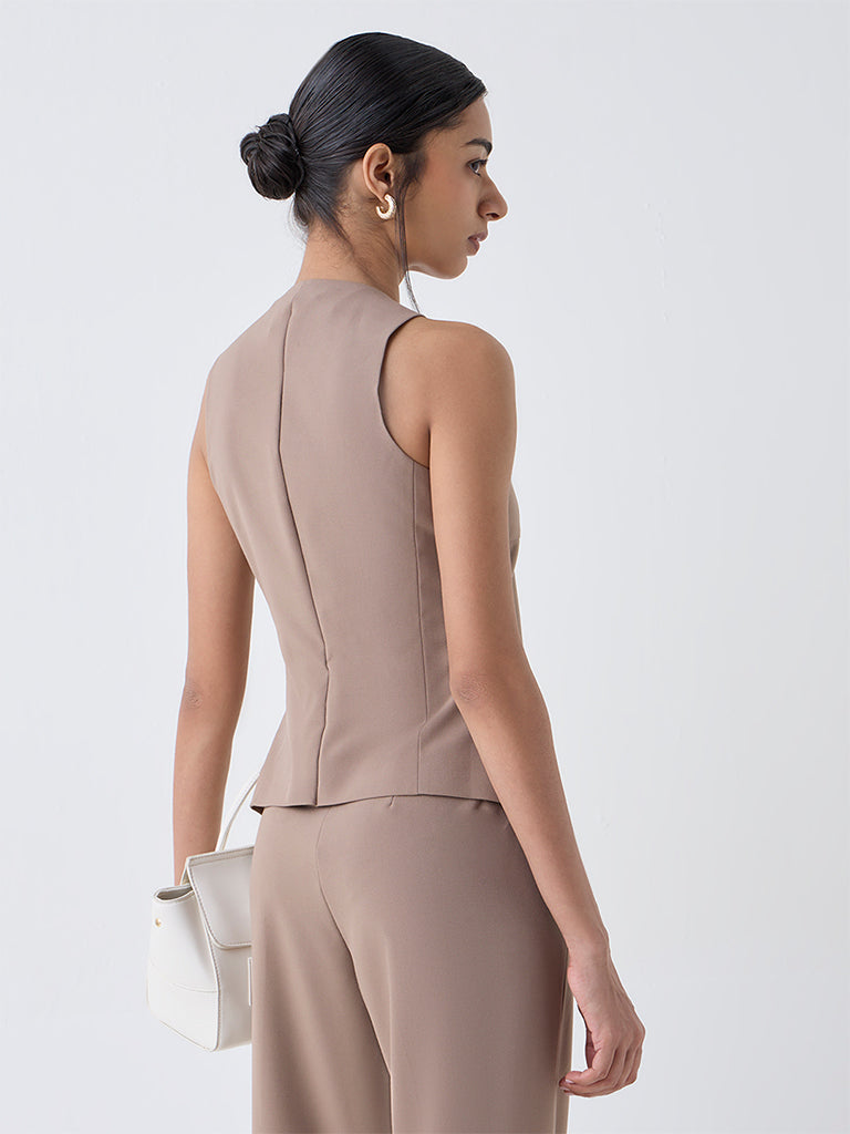 Wardrobe Brown Solid Waistcoat