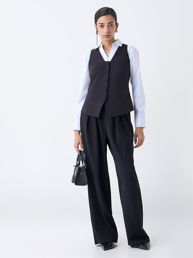 Wardrobe Black Solid Waistcoat
