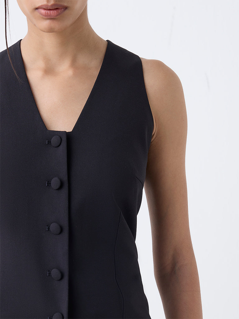 Wardrobe Black Solid Waistcoat