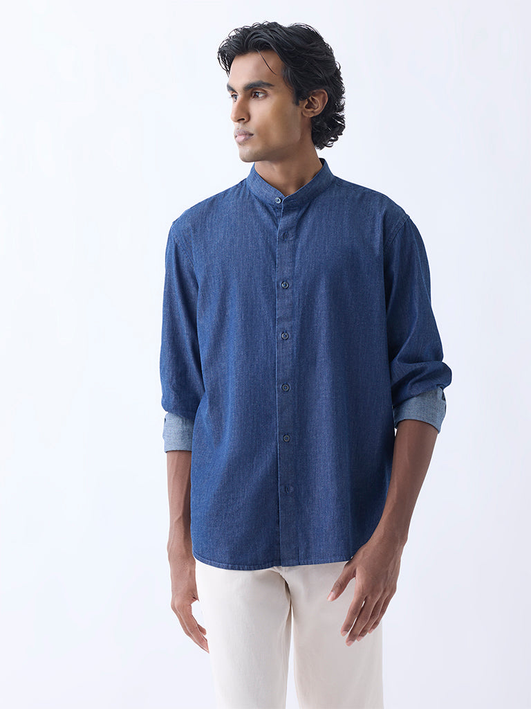 Ascot Blue Relaxed-Fit Denim Shirt