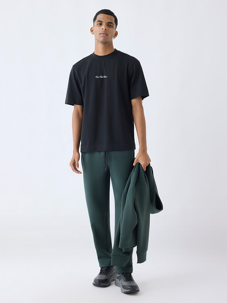 Studiofit Black Relaxed-Fit Cotton-Blend T-Shirt