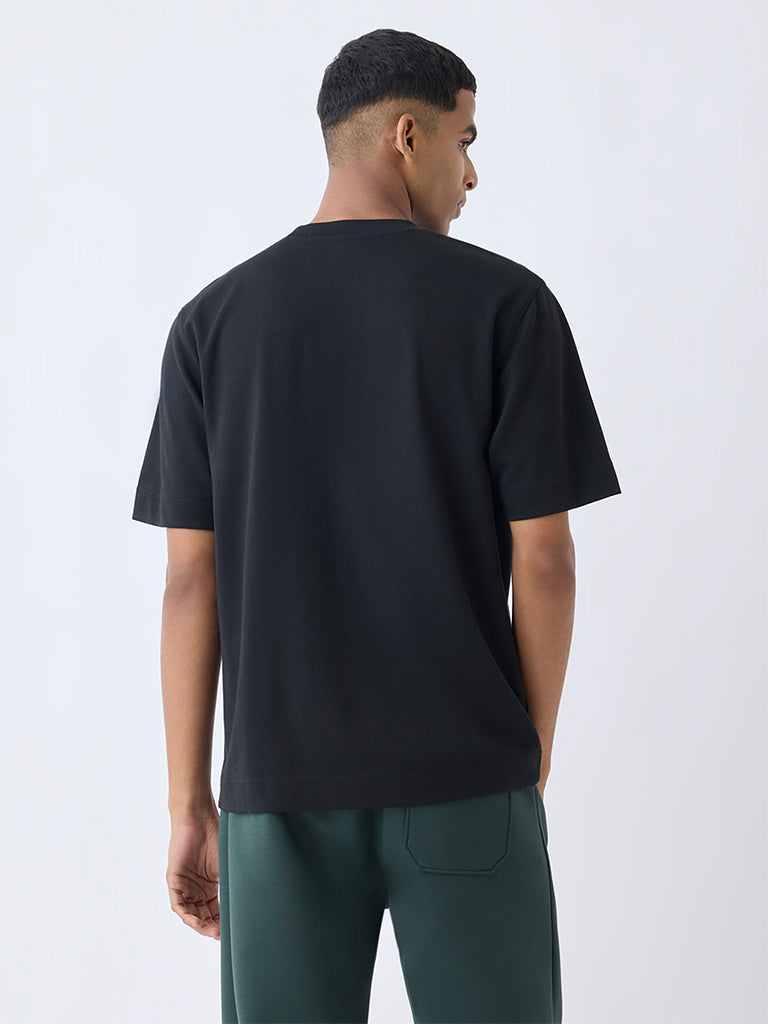 Studiofit Black Relaxed-Fit Cotton-Blend T-Shirt