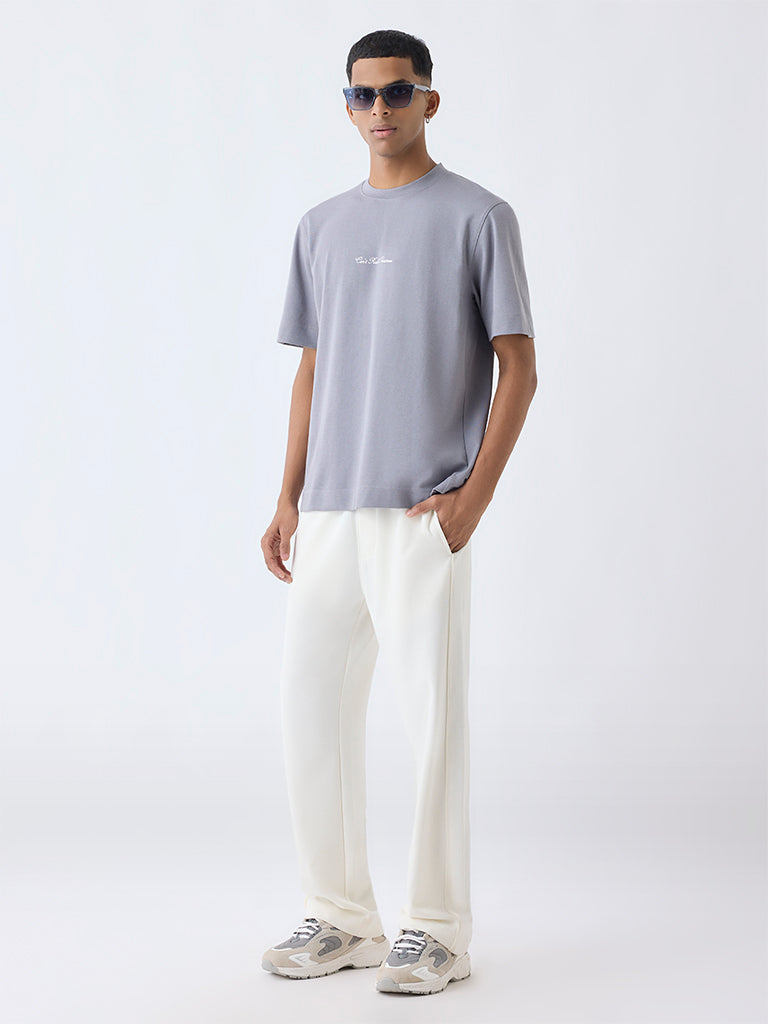 Studiofit Grey Relaxed-Fit Cotton-Blend T-Shirt