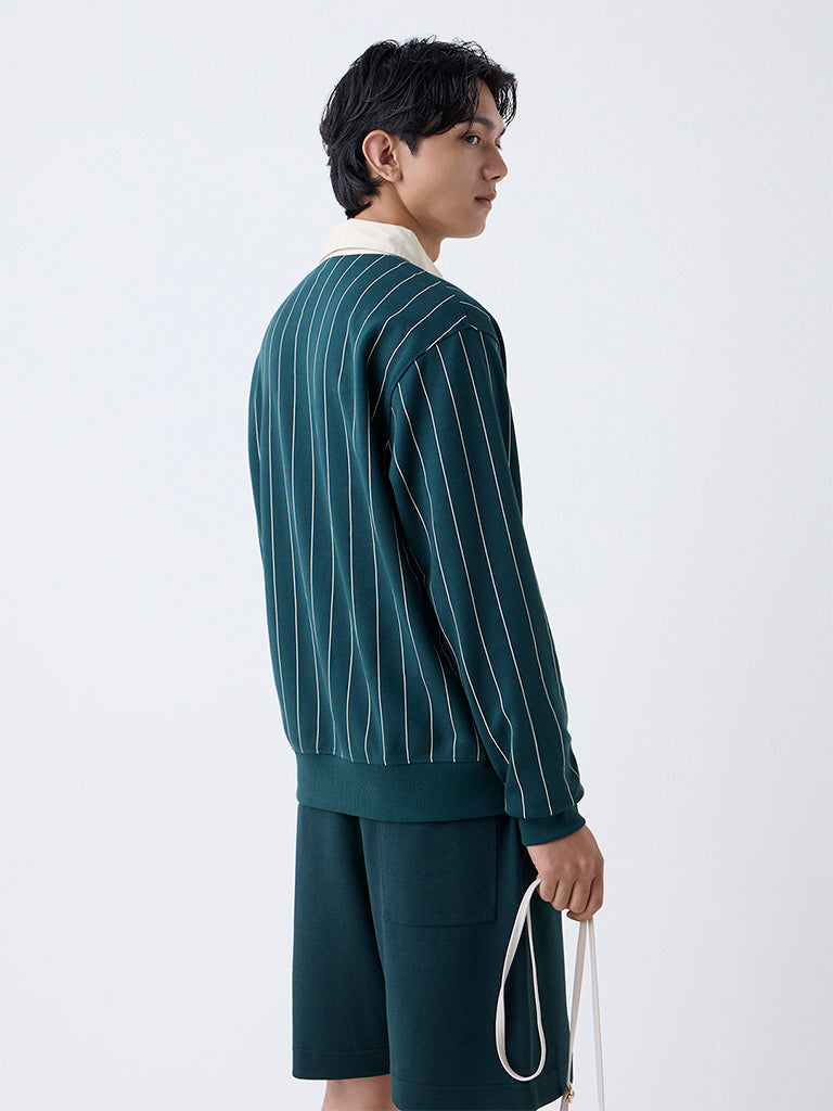 Studiofit Dark Green Relaxed-Fit Cotton-Blend T-Shirt