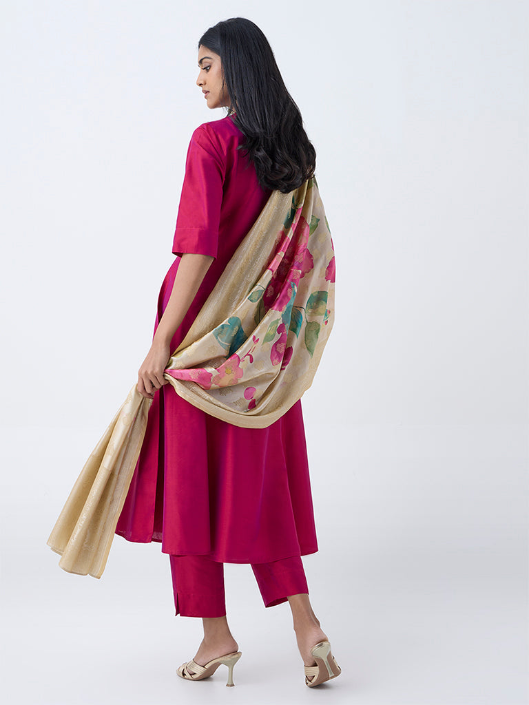 Vark Magenta Solid Anarkali Ethnic Set