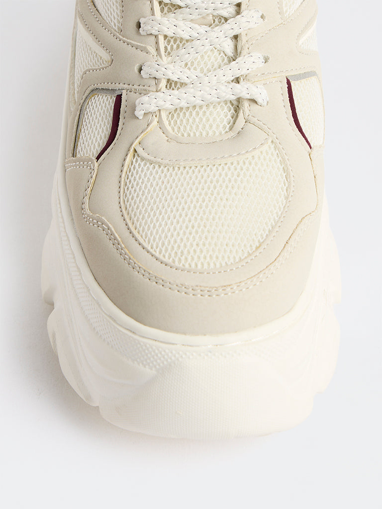 LUNA BLU Taupe Lace-Up Sneakers