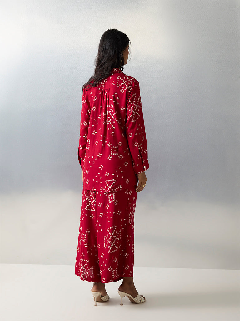 Utsa Red Bandhani Printed Tunic