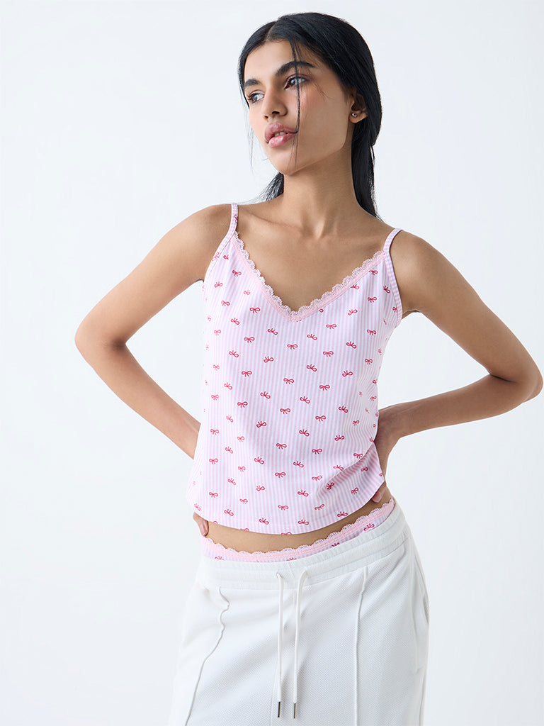 Superstar Red Printed Cotton-Blend Camisoles - Pack of 2
