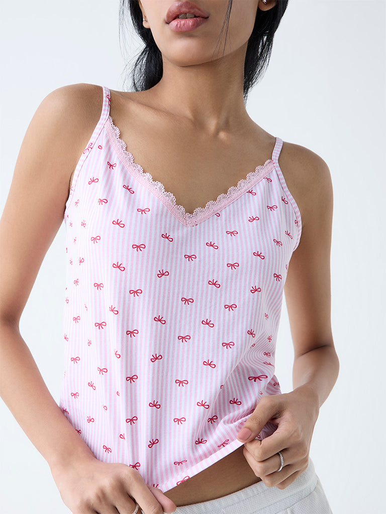 Superstar Red Printed Cotton-Blend Camisoles - Pack of 2