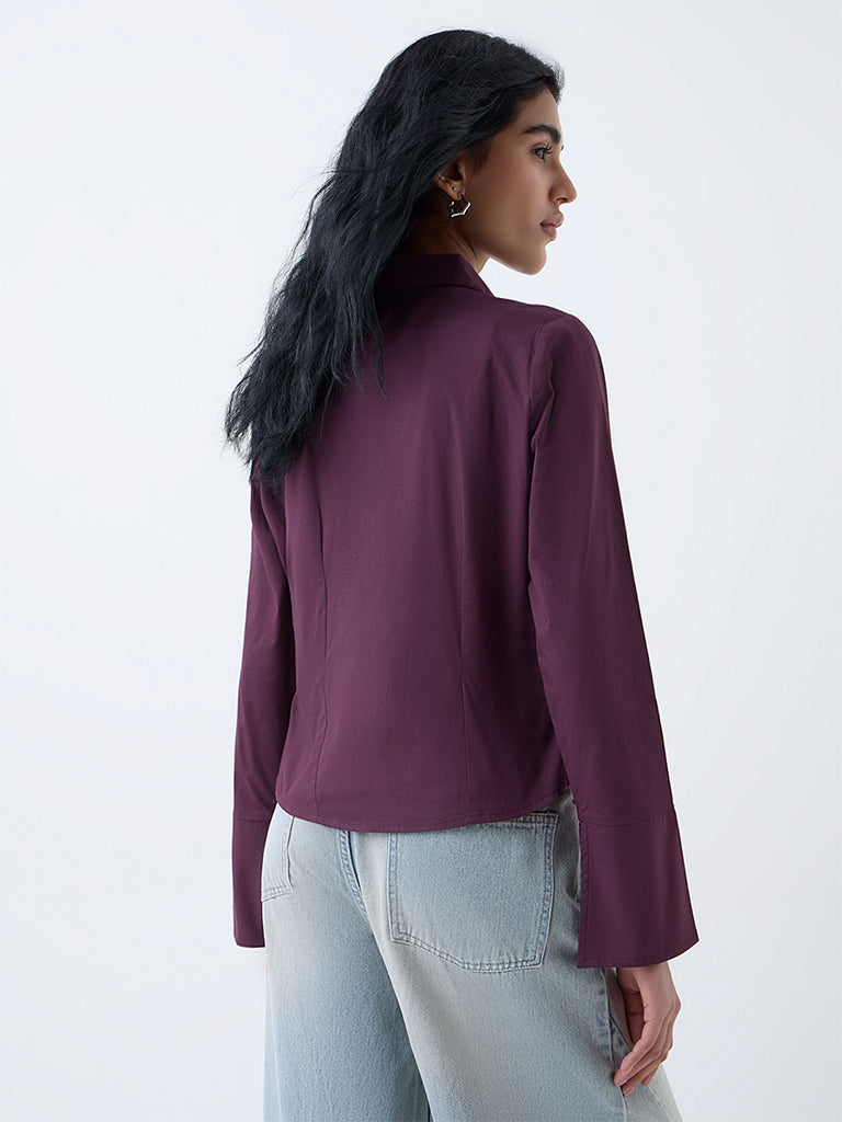 Nuon Plum Cotton-Blend Shirt