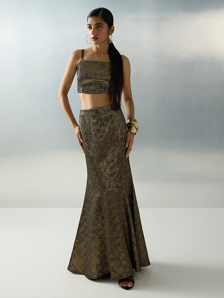 Buy Vark Gold Self-Textured Mermaid Skirt from Westside