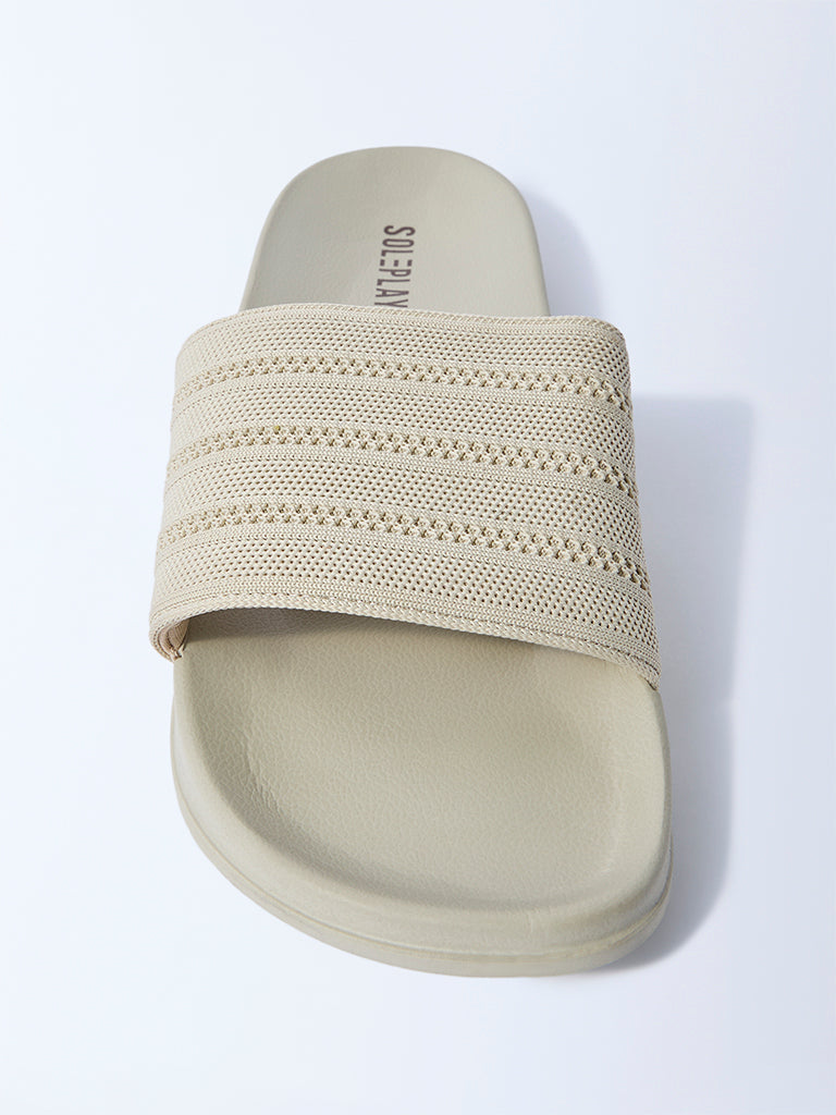 SOLEPLAY Off-White Knit-Textured Slides