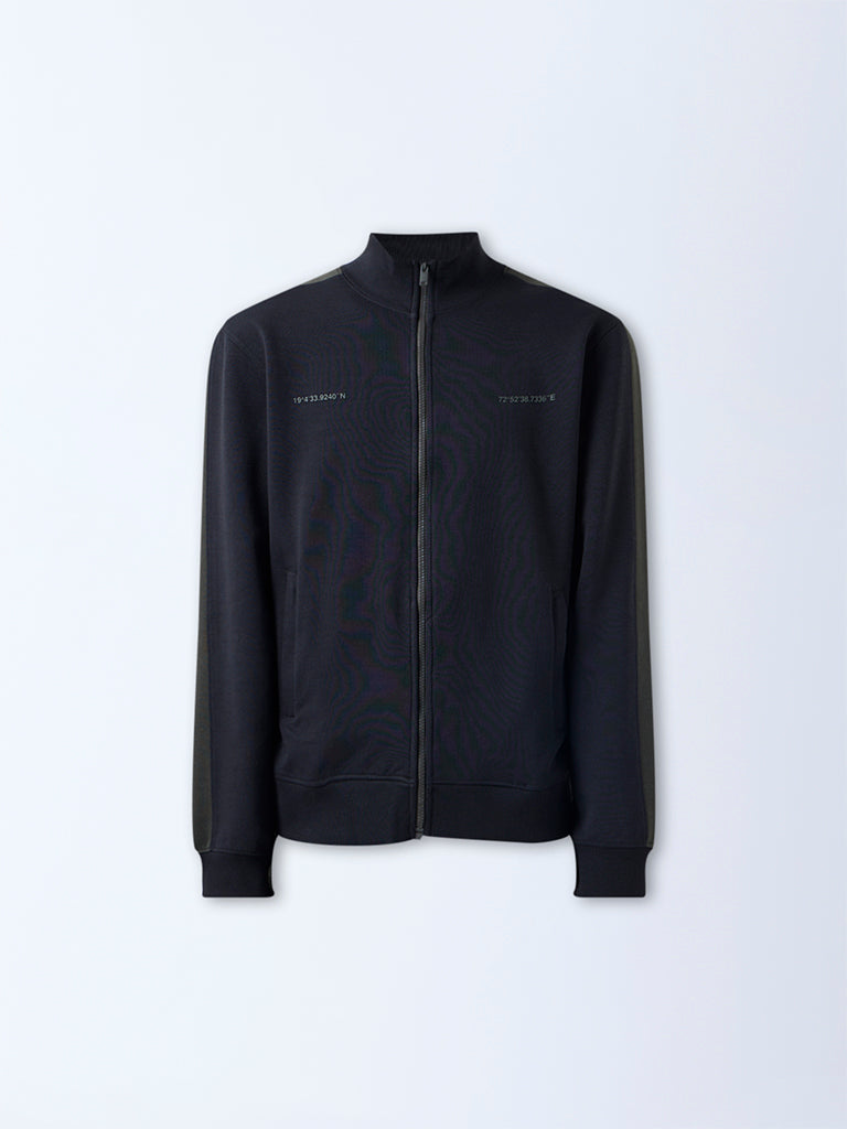 Studiofit Black Printed Relaxed-Fit Jacket