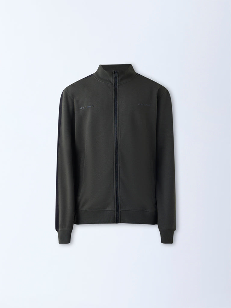 Studiofit Olive Solid Relaxed-Fit Jacket