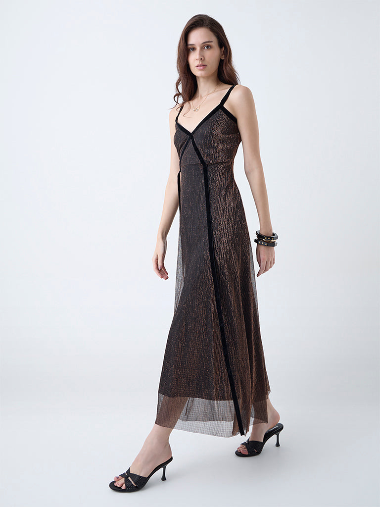 Westside LOV Women's Black Plisse Texture Party Dress for Casual Wear Full View