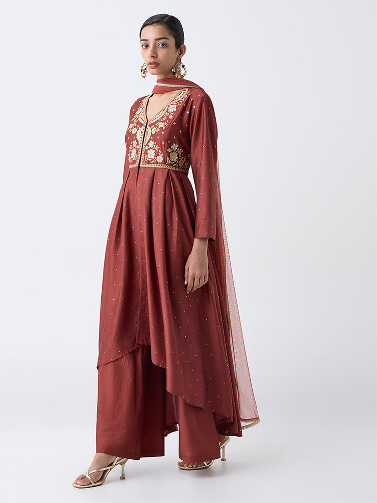 Vark Rust Embellished Ethnic Set