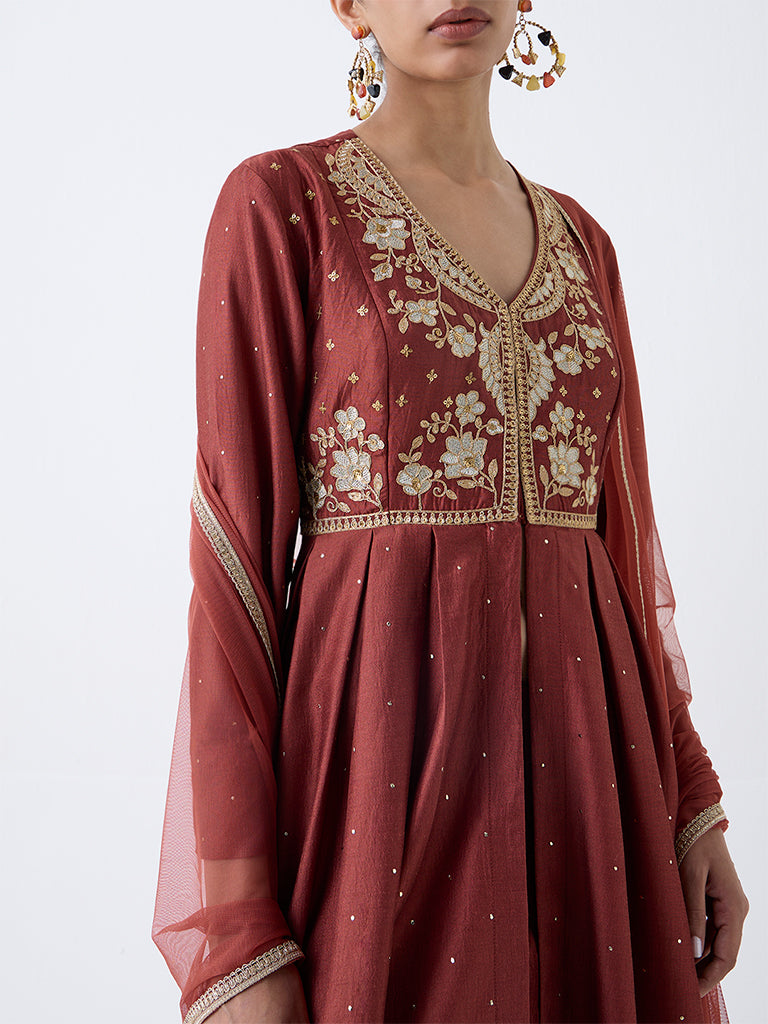 Vark Rust Embellished Ethnic Set