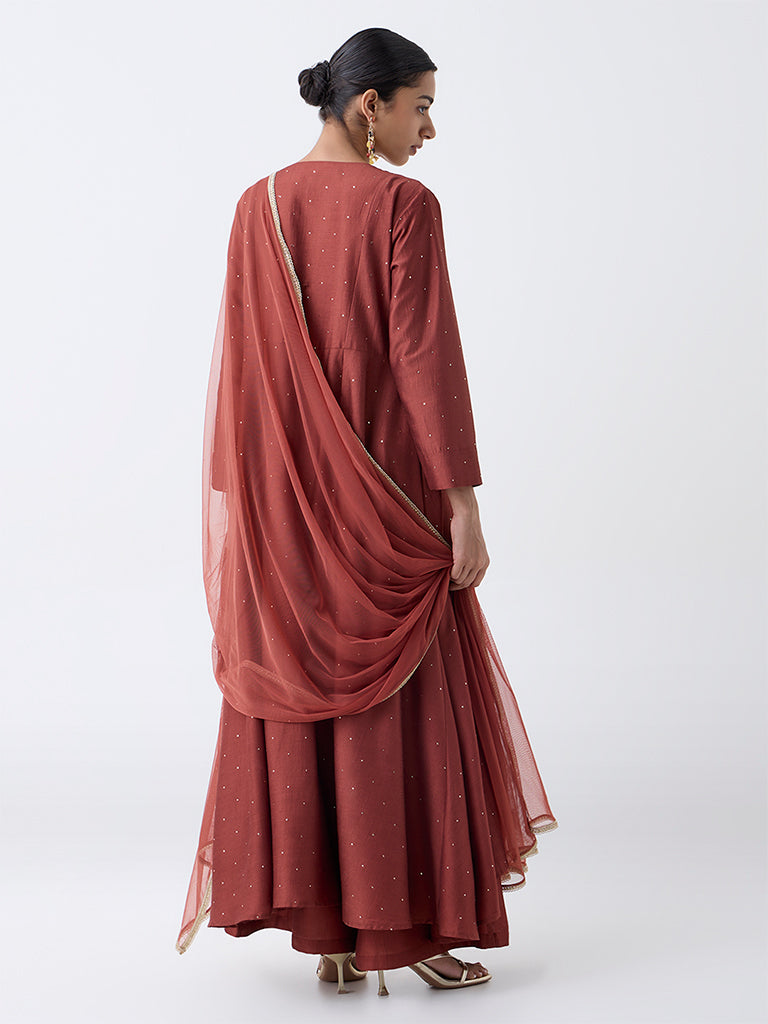Vark Rust Embellished Ethnic Set