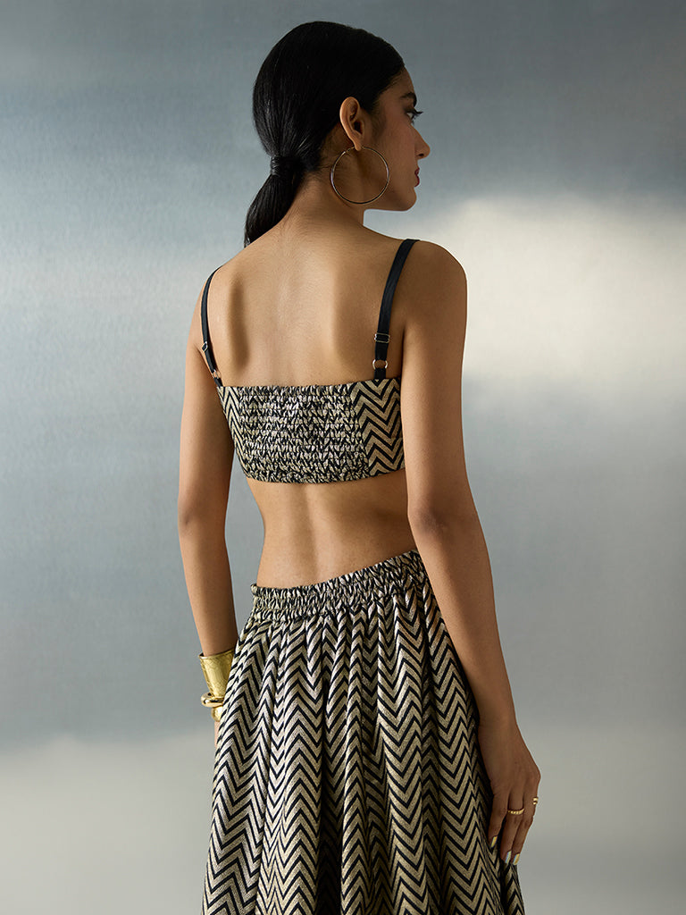 Vark Black Chevron Pattern Blouse