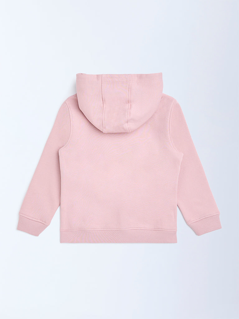 HOP Kids Pink Butterfly Applique Cotton-Blend Hoodie