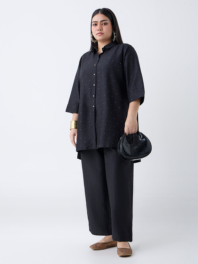 Diza Black Solid Pants