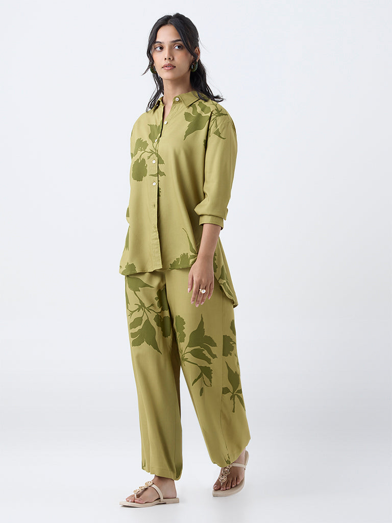 Utsa Lime Floral Pattern Tunic