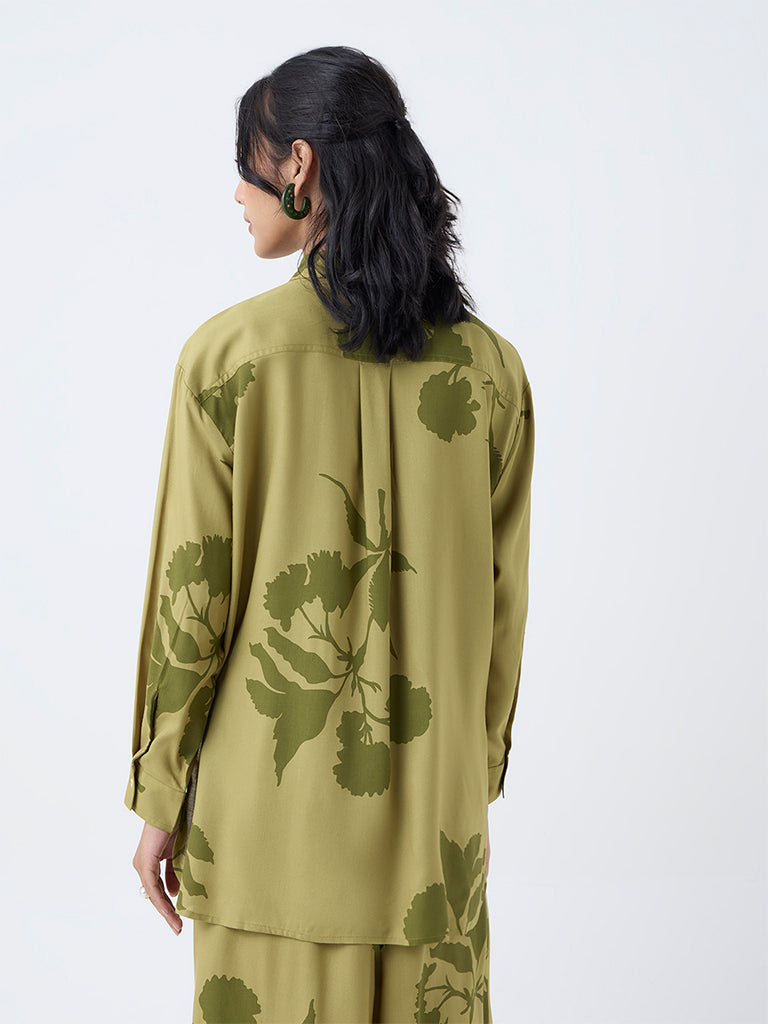 Utsa Lime Floral Pattern Tunic