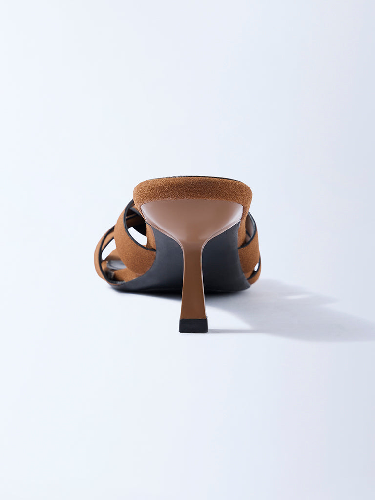 LUNA BLU Brown Multi-Strap Heel Sandals